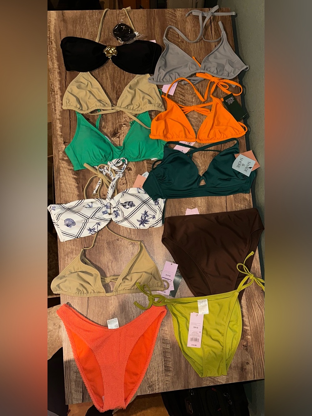 Women Swim Bikini Collection - Green, Orange, Brown, Black & Teal Pieces